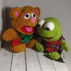 1988 McDonalds Muppet Babies Baby Fozzie Bear & Kermit Plush Toys